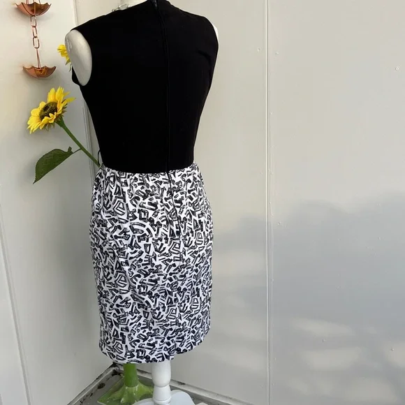 Vintage 80s Abstract Geometric Pattern Black & White Dress & Jacket Matching Set - Picture 8 of 11